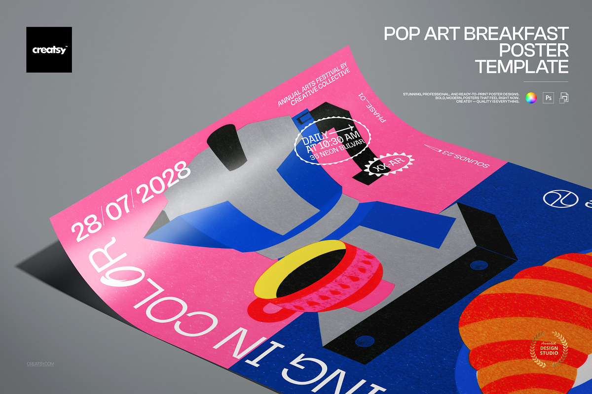 Pop Art Breakfast Poster Template, a Poster Template by creatsy5 (Photo 1 of 4)