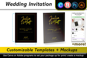 Wedding Invitation Mockup + Template