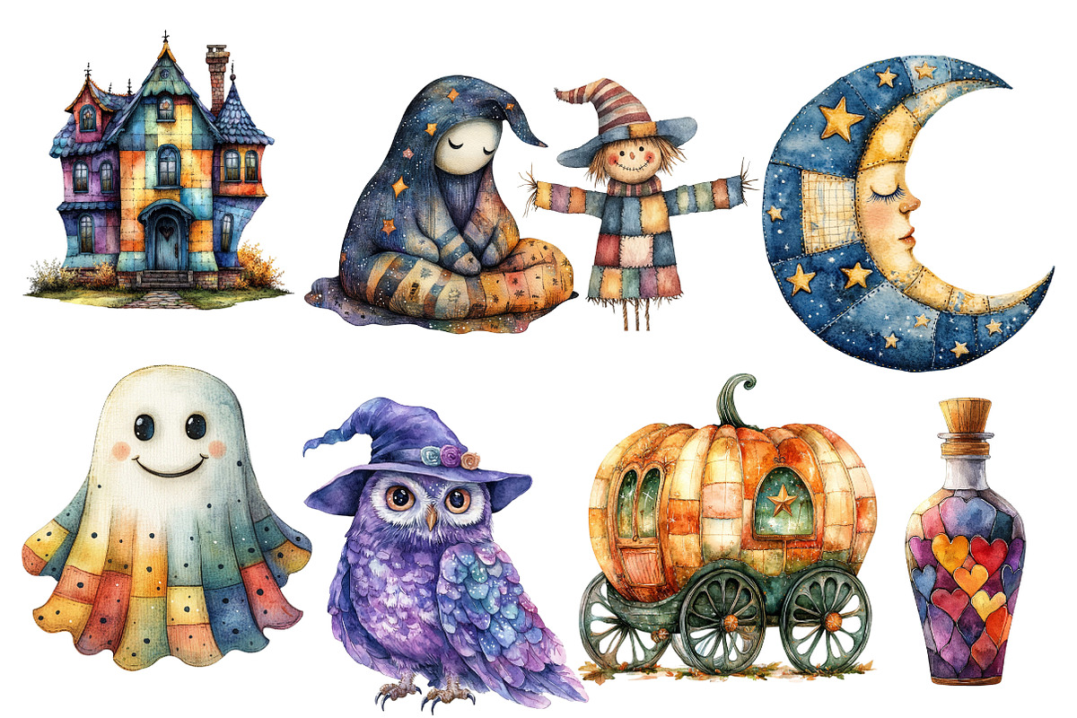 Cute Patchwork Halloween Clipart, an Illustration by Daily.Designs (Photo 3 of 3)