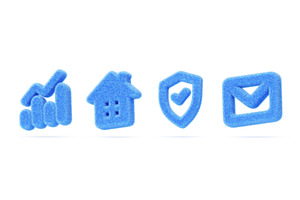 3d set of blue fur fluffy ui icon, an Object 3D Model by Marozhkastudio