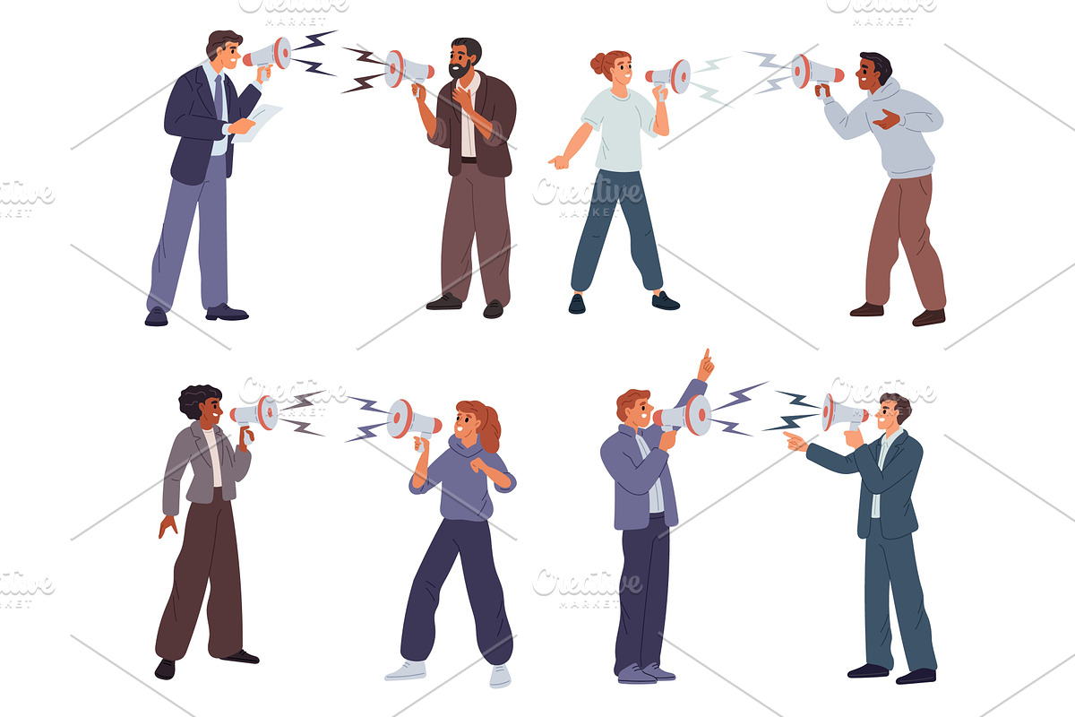Men and women fight with each other, a Person Illustration by Vectorbuum