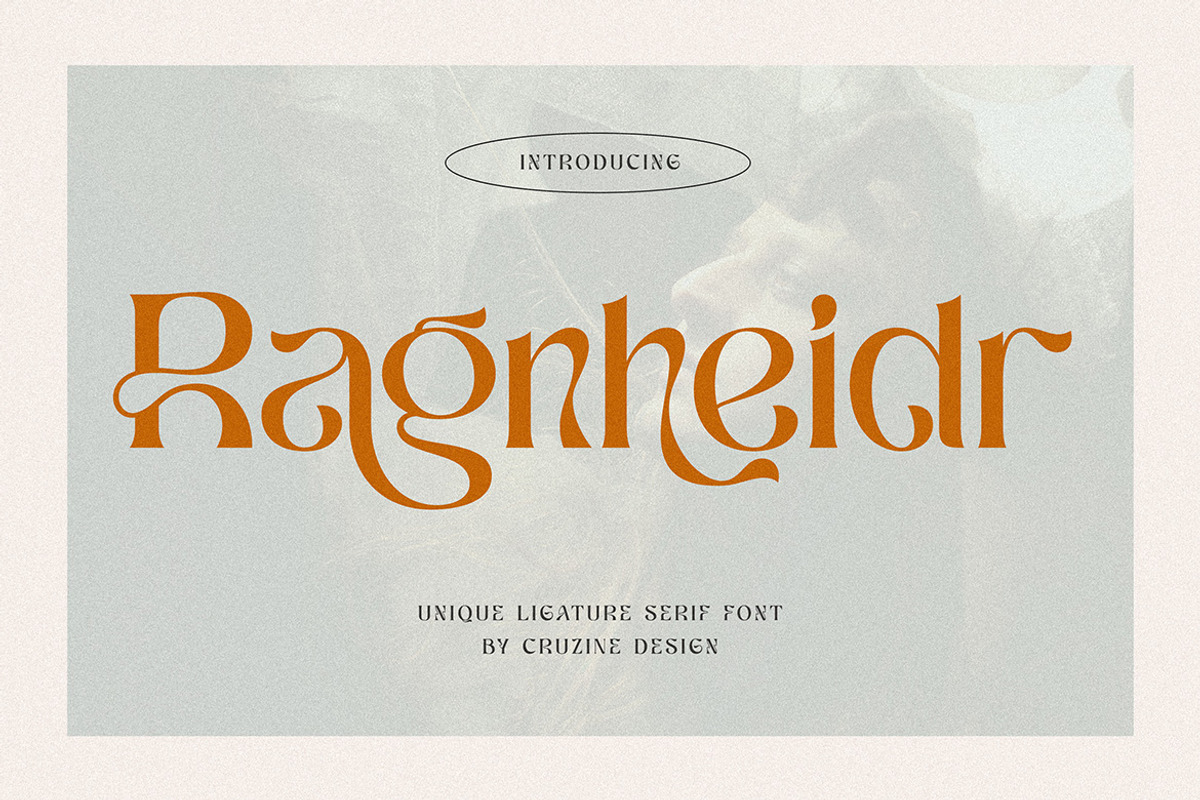 Ragnheidr Unique Serif, a Serif Font by Cruzine (Photo 1 of 8)