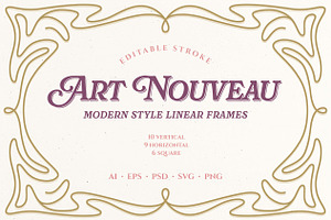Art Nouveau Modern Linear Frames Set, a Graphic by MaryArt