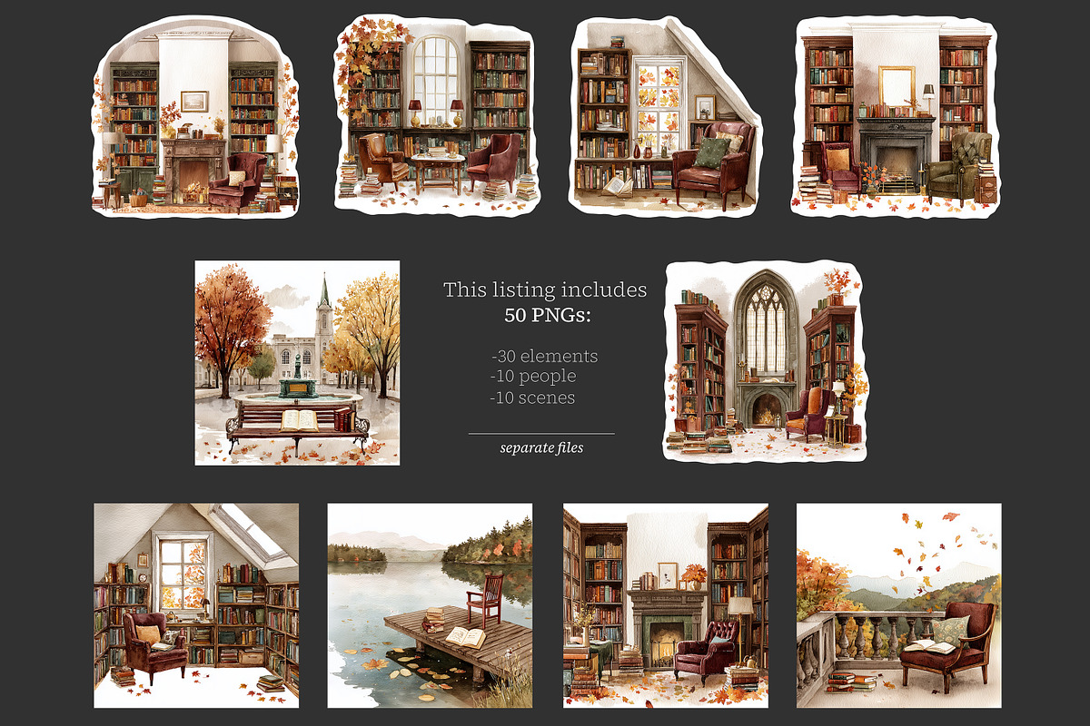 Reading Season Clipart, a Seasonal Illustration by GlamArtZhanna (Photo 8 of 8)