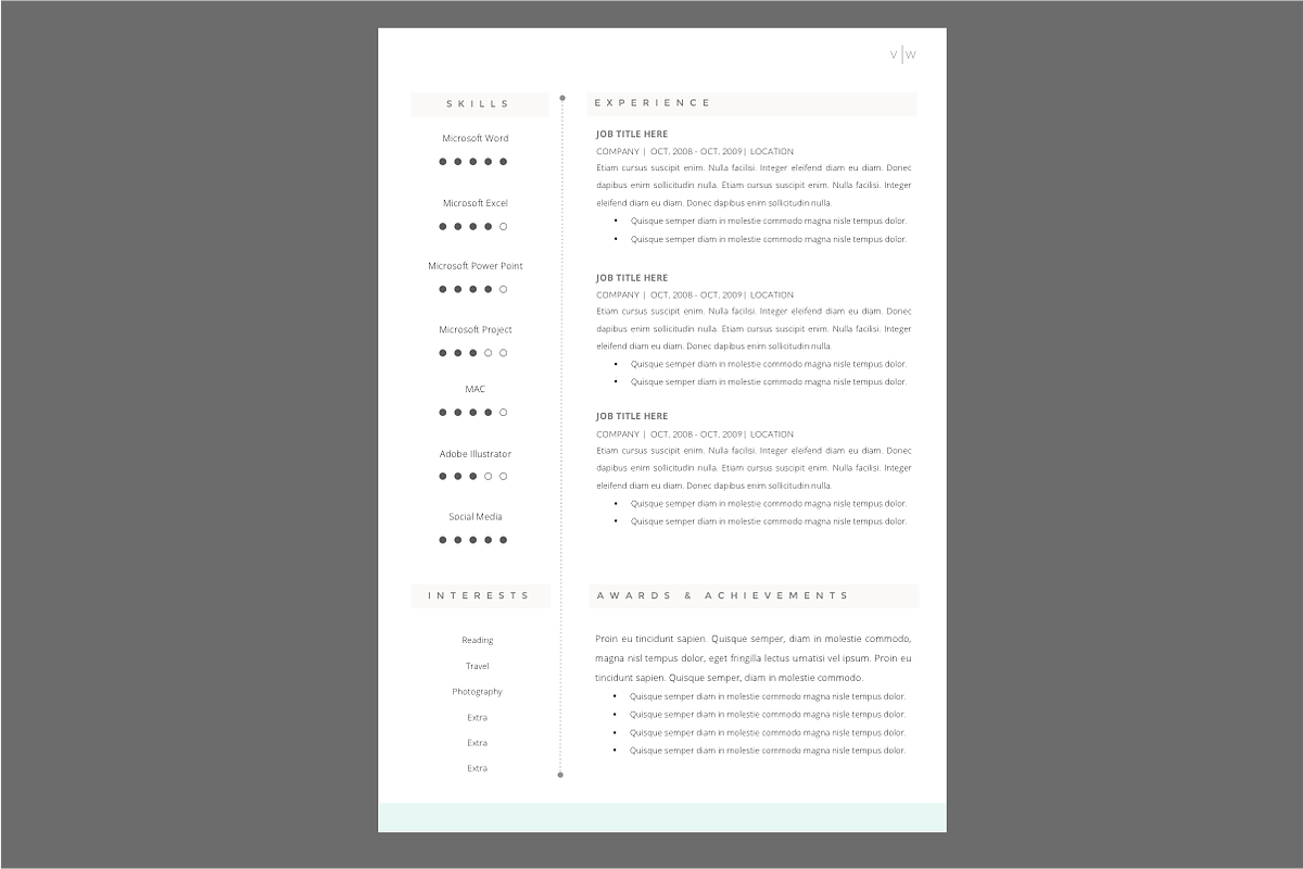 VW Resume Template + Cover WORD, a Resume Template by PAPPERMINT RESUME STUDIO (Photo 2 of 5)