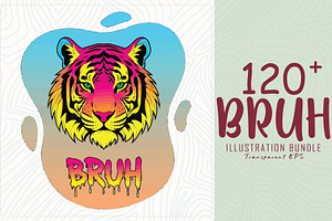 Neon vector illustration tiger head, a Decorative Illustration by Sofia's Fashion