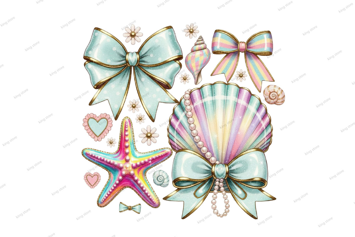 Summer Png, Floral Coquette Seashell, an Illustration by Designking (Photo 1 of 6)