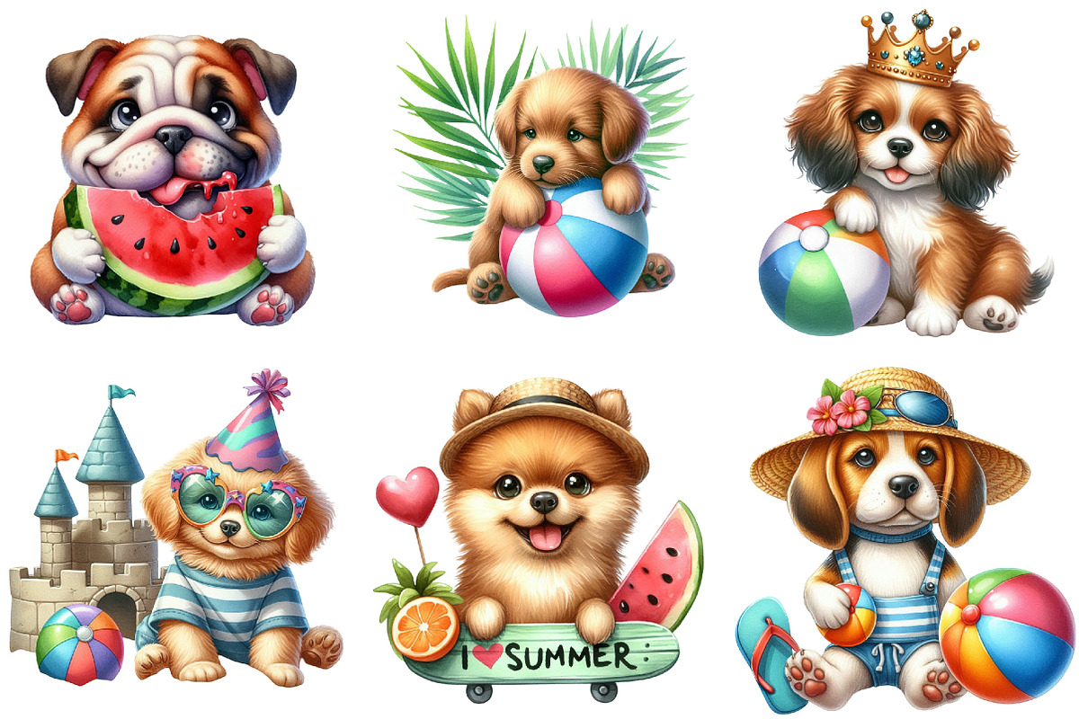 Dog Love Summer Clipart, an Illustration by Pixels.Craft (Photo 7 of 8)