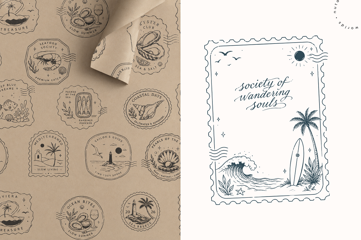 Tropical Vector Stamps & Frames, an Object Graphic by Nutalin Art (Photo 5 of 11)