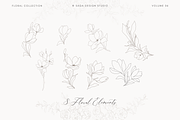 Minimal Lineart Magnolia Flowers, an Illustration by Saga Design Studio (Thumbnail 2 of 5)