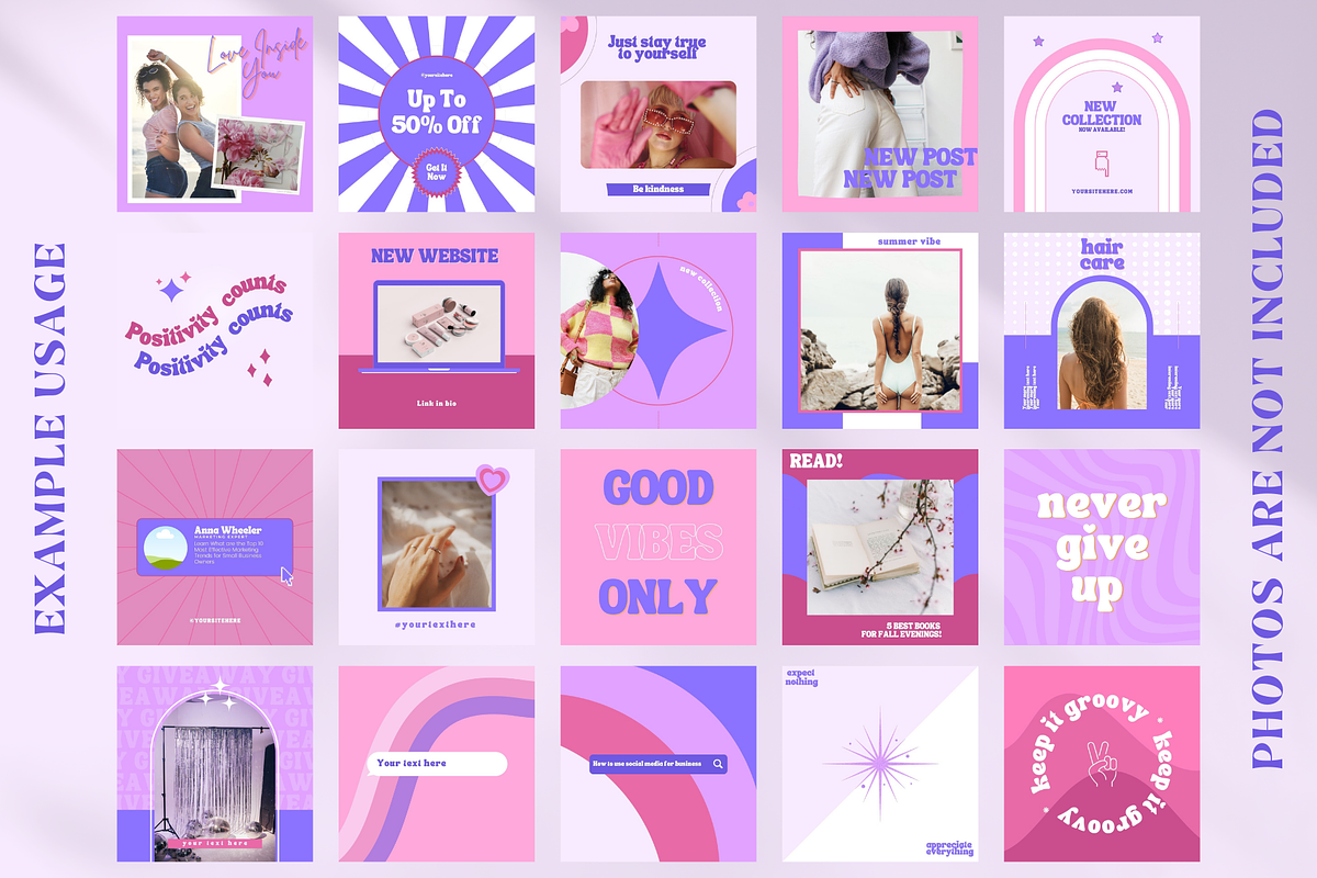 Retro Instagram Post Templates Canva, a Social Media Template by Boltik Studio (Photo 7 of 10)