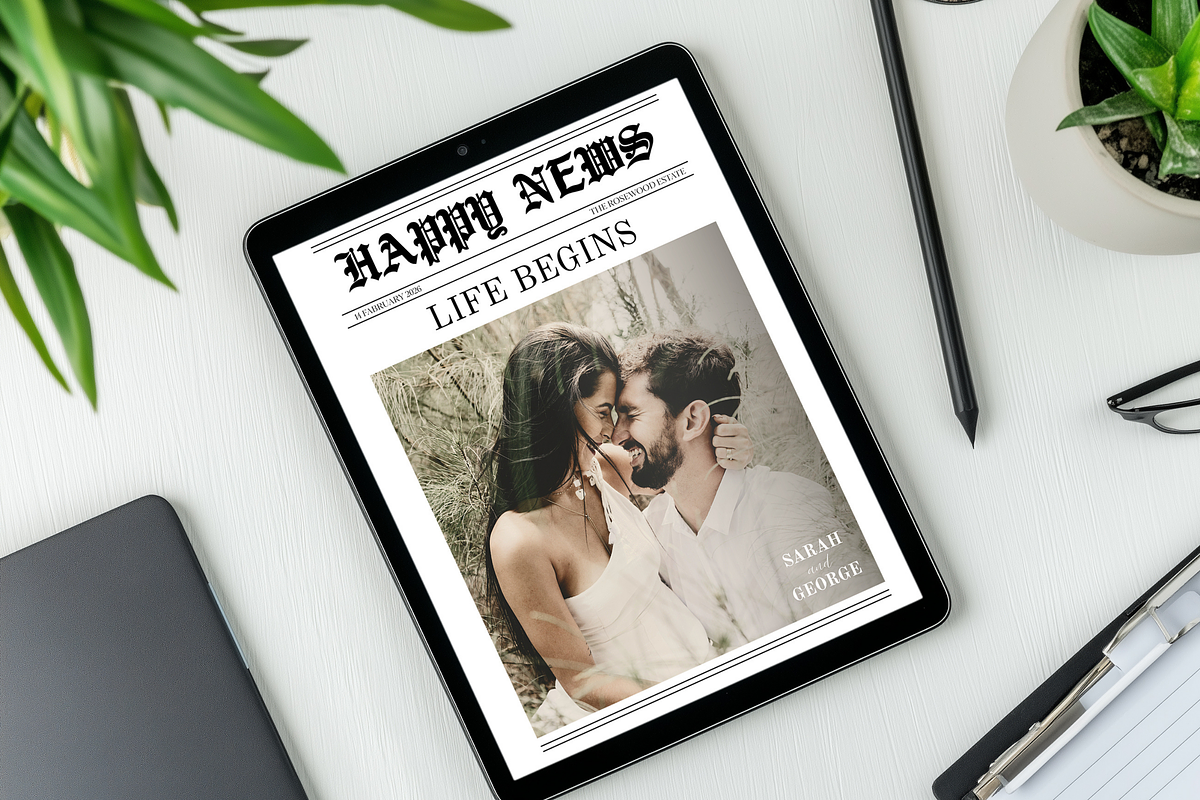 Newspaper Wedding Template, an Invitation Template by ZoloDesignHub (Photo 7 of 9)