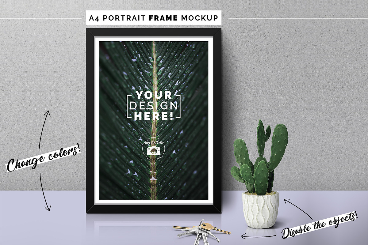 A4 Portrait Frame Mockup, a Print Template by Álbori Produções (Photo 1 of 4)