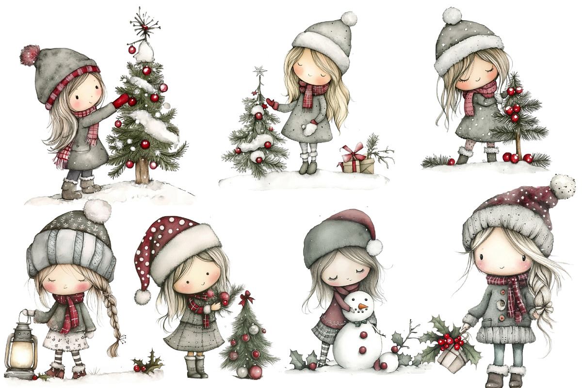 Cute Holly Girl Clipart, an Illustration by Designworld (Photo 4 of 5)