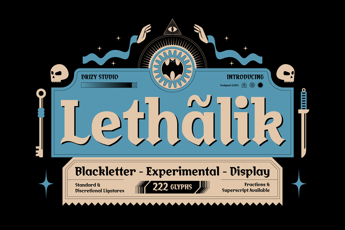 Lethalik – Blackletter Experimental, a Slab Serif Font by Drizy (Photo 6 of 10)
