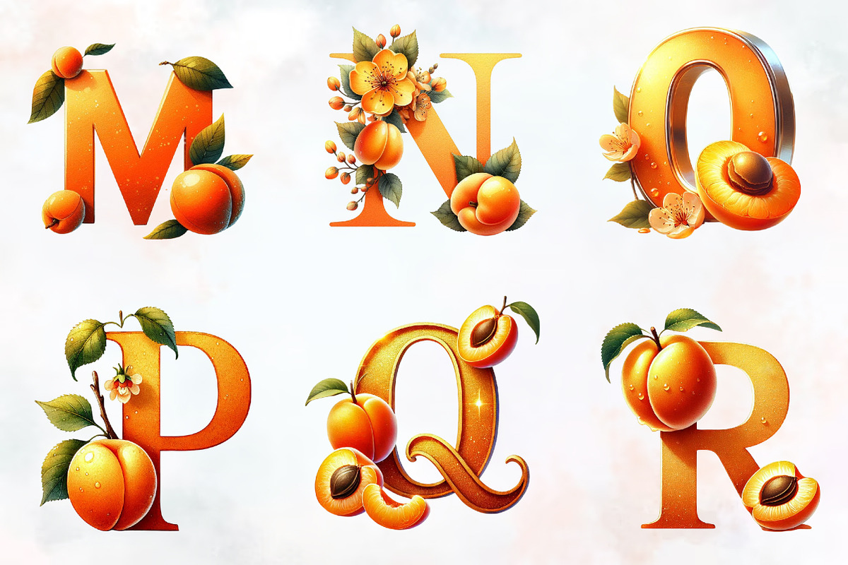 Spring apricot Alphabet clipart, an Illustration by RobertsArt (Photo 2 of 7)