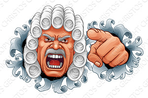 Angry Judge Pointing Cartoon, a Person Illustration by Christos Georghiou