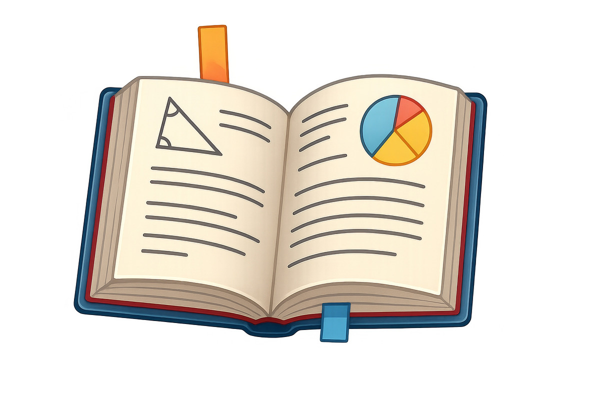Open math textbook with geometry sym, an Illustration by Dvoevnore photos