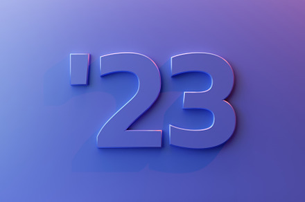 Number 23 on blue background