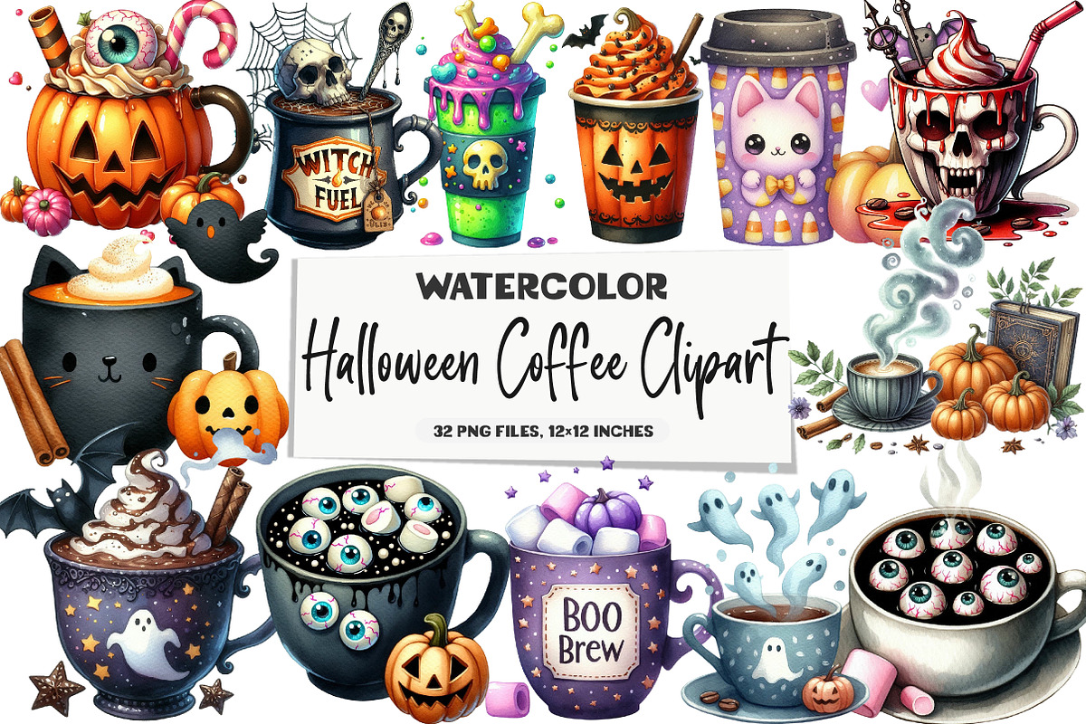 Halloween Coffee Clipart, an Illustration by DreamArtGraphic (Photo 1 of 5)
