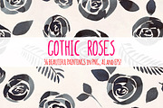 Gothic Roses - 36 Watercolor Clipart, a Seasonal Illustration by Violet LeBeaux (Thumbnail 1 of 3)
