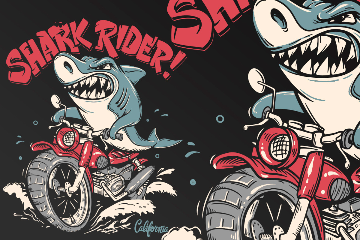 Shark Rider T-Shirt design, a Graphic by Urbanshop (Photo 3 of 4)
