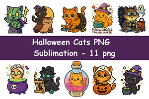 Halloween Cats PNG – Sublimation, a Seasonal Illustration by Smillyy Threads