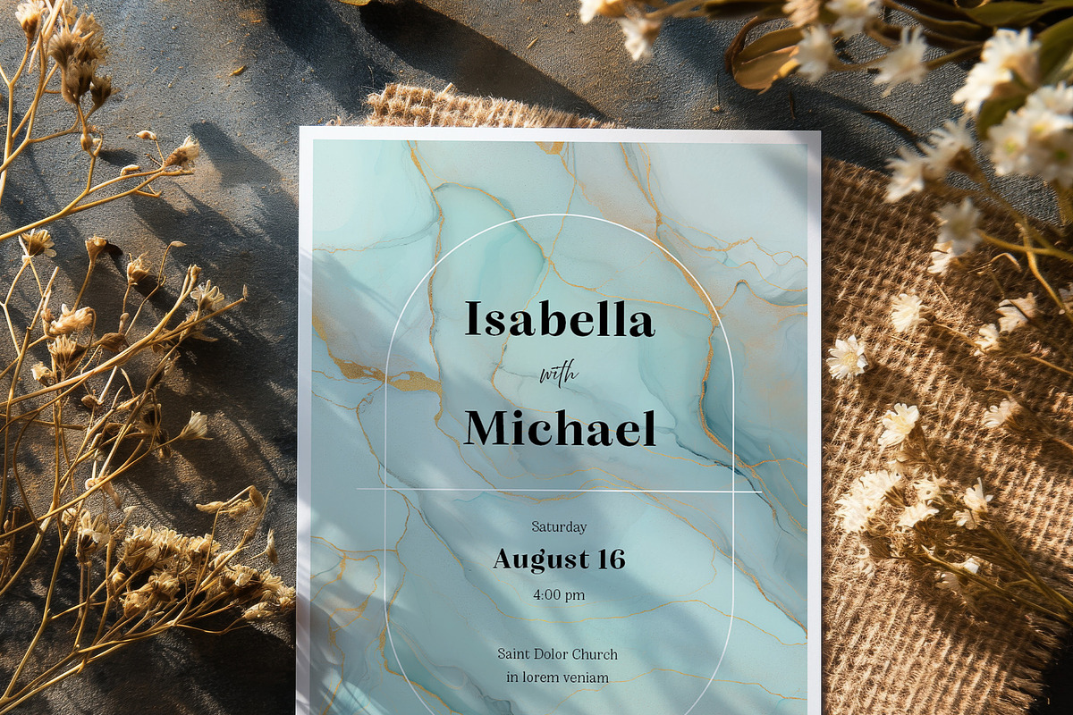 Marble Texture Wedding Invitation