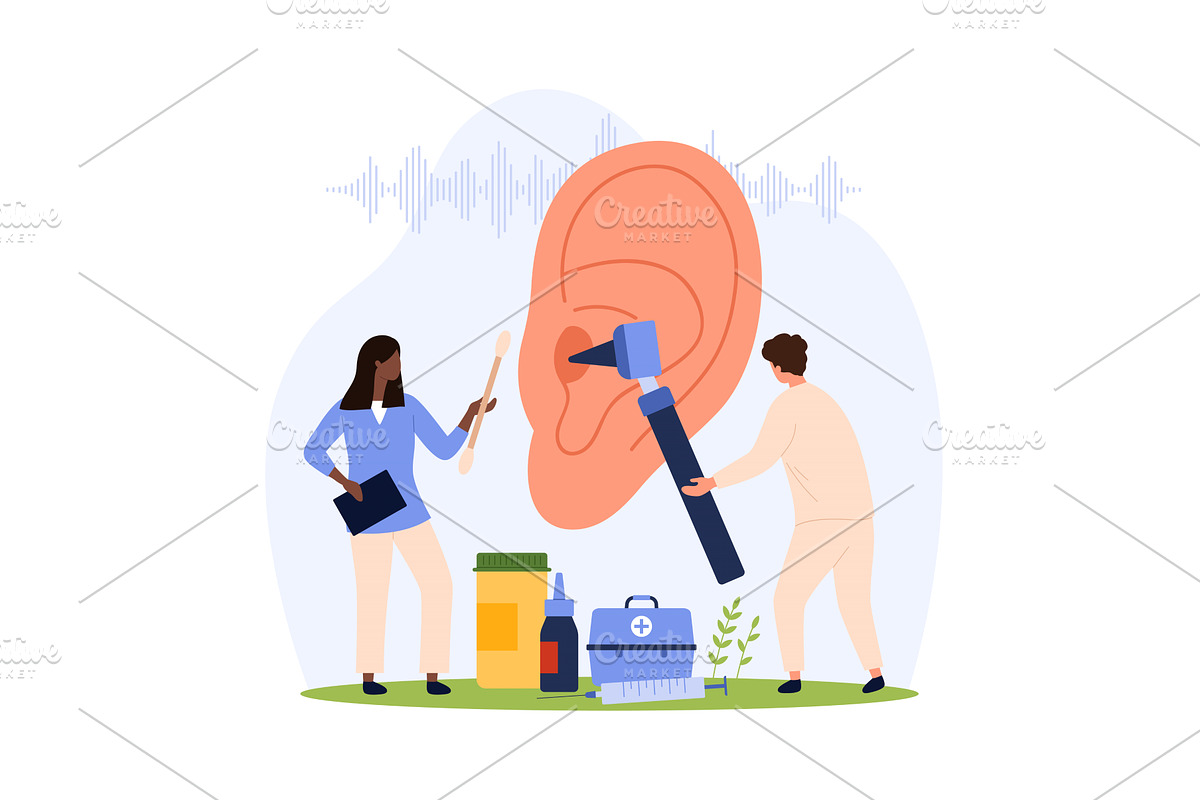 Ear health, otolaryngology checkup, a Healthcare Illustration by Flashvector