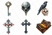 Watercolor Gothic Reverie Clipart Bu, an Illustration by DreamPrint404 (Thumbnail 2 of 7)