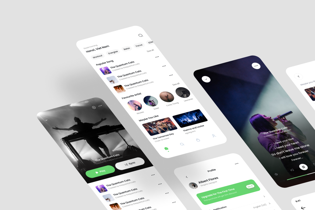 Musi - Music Play App UI Kit, an UI Kit Template by iDoodle Studio (Photo 3 of 4)