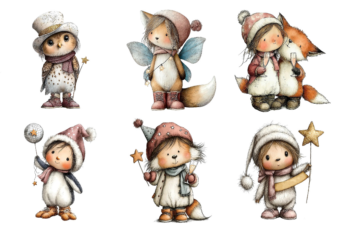 Whimsical New Year Party Animals, an Illustration by DreamArtGraphic (Photo 2 of 4)