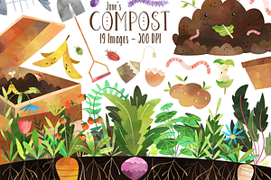 Watercolor Compost Clipart