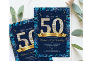 Navy and Gold 50th Birthday Invitе, an Invitation Template by DreamsClipArt (Thumbnail 2 of 4)