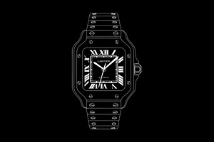 Cartier Santos Watch Vector Graphic