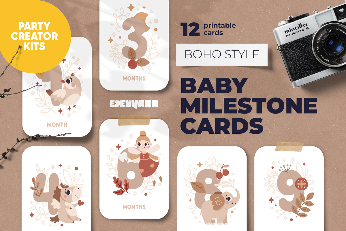Baby Milestone Printable Cards, a Card Template by Ejevyaka (Photo 1 of 7)