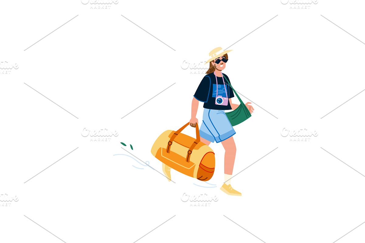 Tourist walking and carrying luggage, a Sport Illustration by pikepicture