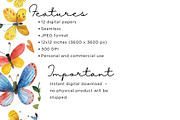 Flowers and Butterflies Digital Pape, an Illustration by Mashimara (Thumbnail 4 of 5)