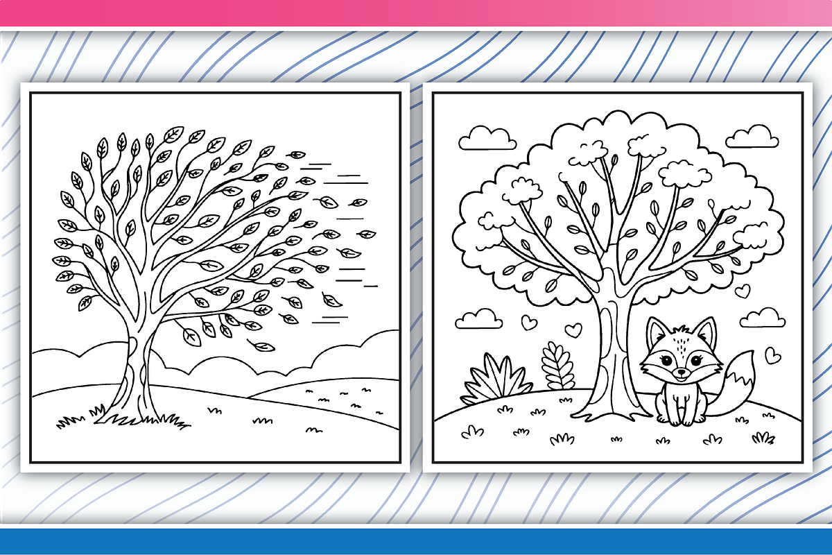 Autumn Trees Coloring Pages, an Illustration by LightExpress (Photo 3 of 5)
