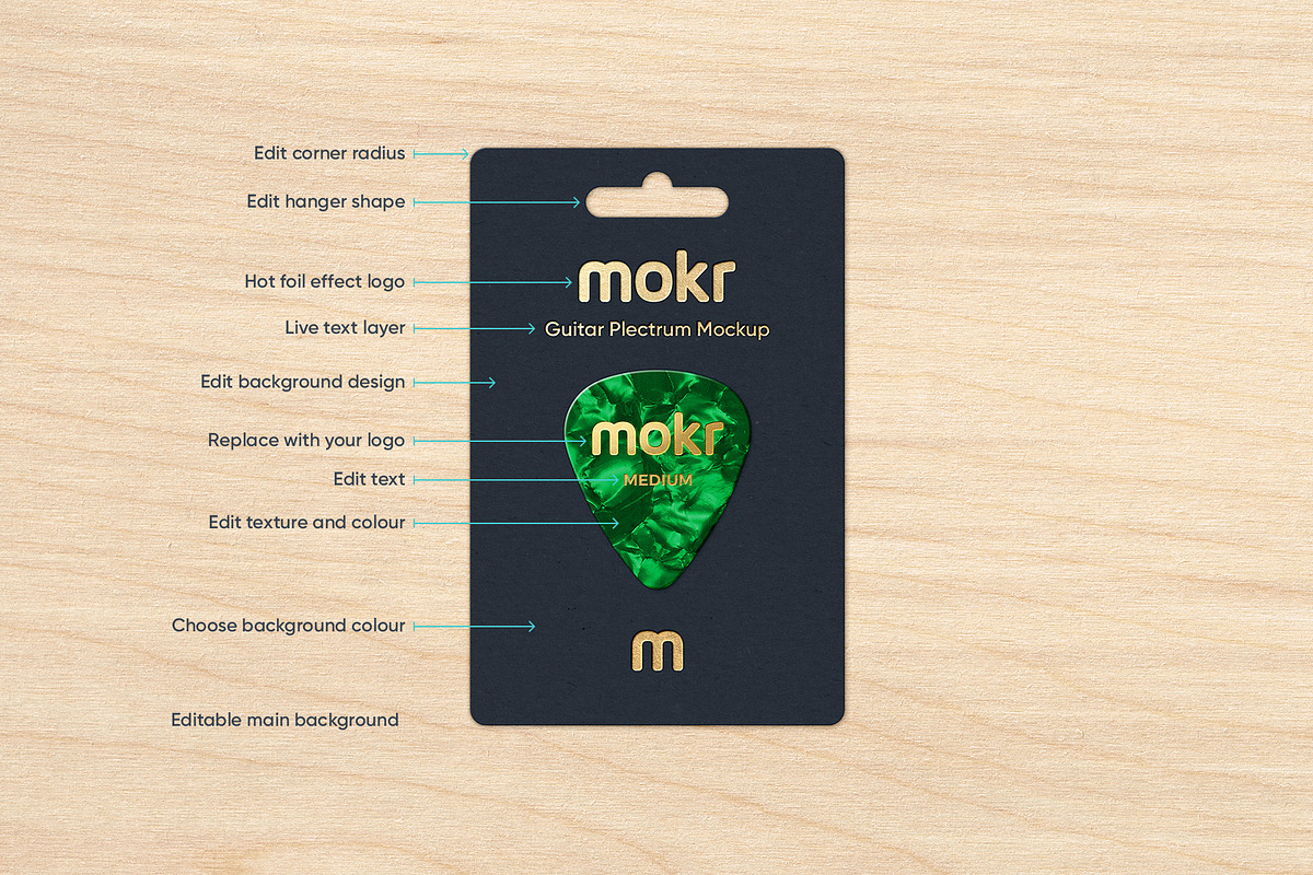 Guitar Pick Mockup, a Product Mockup by Mokr (Photo 2 of 5)
