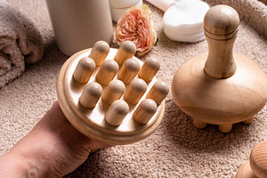 Wood Therapy Massage Tools, Maderoterapia, Manual Mushroom Massa, a Health & Medical Photo by MDBildes