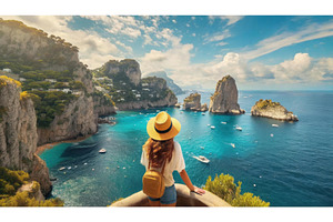 Woman enjoying scenic cliffs and, a Nature Photo by Igor Tichonow