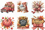 Red Gingham Autumn Clipart, an Illustration by CraftArtStudio (Thumbnail 2 of 6)