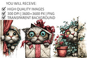Whimsical Cat Clipart, an Illustration by Pixels.Craft (Thumbnail 2 of 5)