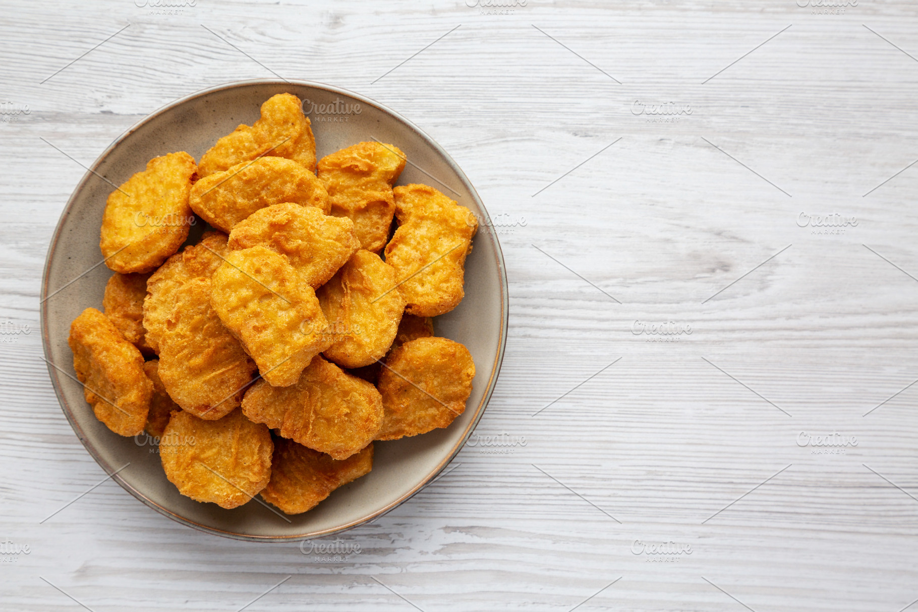Homemade Chicken Nuggets with Ketchup, top view. Flat lay, overh, a Food & Drink Photo by LiudmylaChuhunova