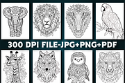 100 Animal Mandala Coloring Pages, an Animal Illustration by Design Station (Thumbnail 2 of 4)
