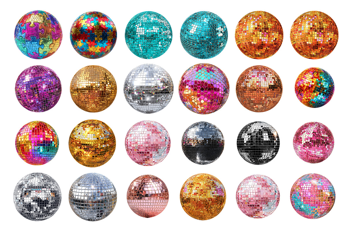 Colorful Disco Ball Clipart Bundle, a Decorative Illustration by InkyQueenArt (Photo 4 of 7)