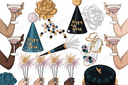 Happy New Year Gold Clipart, a Seasonal Illustration by GlamArtZhanna (Thumbnail 4 of 4)