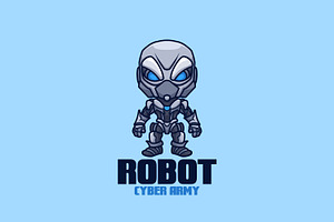 Robot Humanoid Cartoon Mascot Logo, a Branding & Logo Template by Gumrega Studio