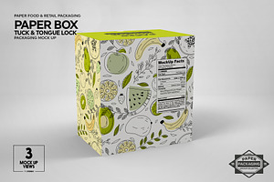 Paper Box Tuck&Tongue Lock Mockup